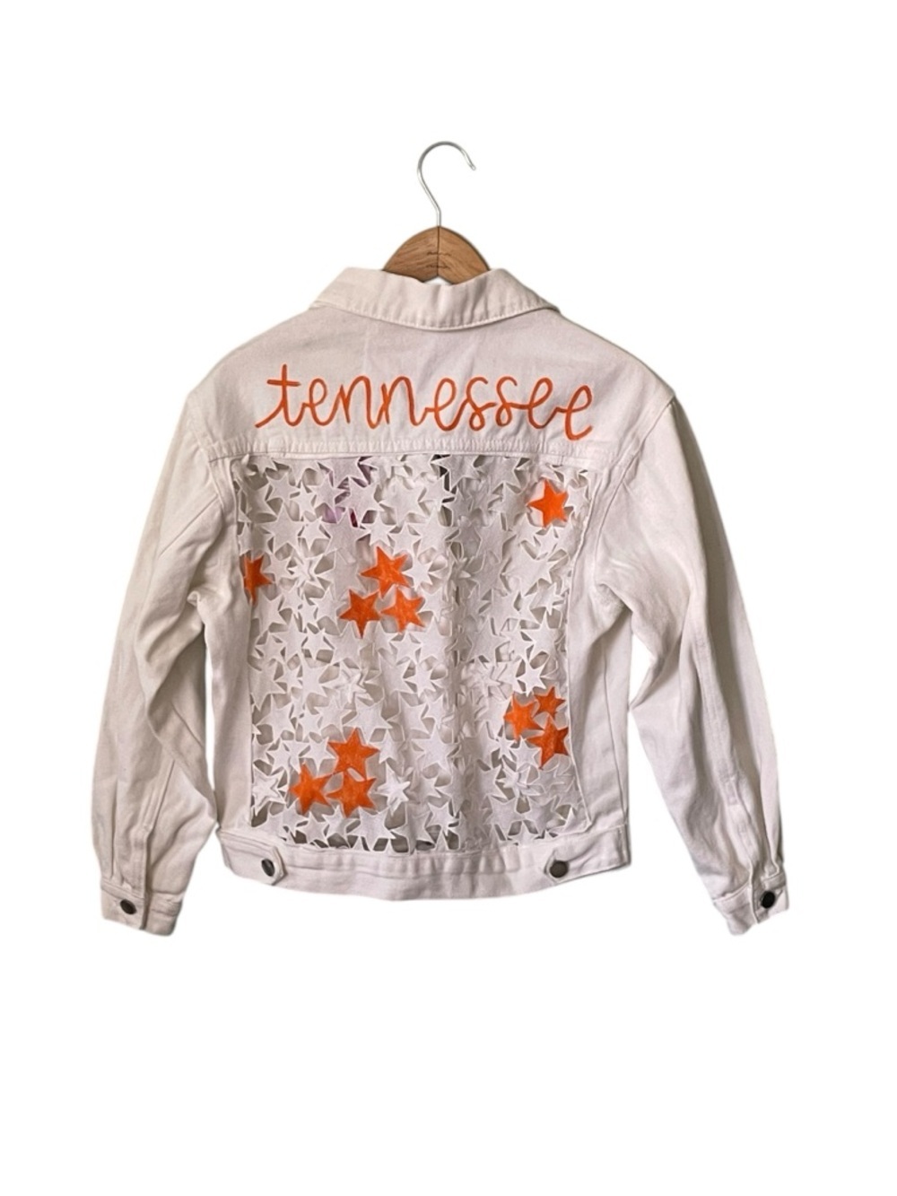 Tennessee Star Cutout White Denim Jean Jacket NEW Size Small